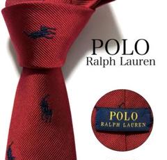 POLO RalphLauren ネクタイ ポニー刺繍 総柄 レッド ナロータイ