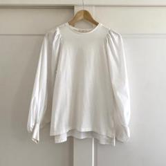 【yori】パフスリーブ コットン カットソー ネイビー サイズ36 美品 yori ボリュームパフスリーブカットソー ホワイト 美品 CITYSHOP