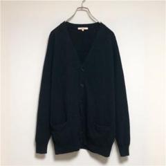 古着 ラムウール カーディガン cardigan ブラック 黒 wool100%