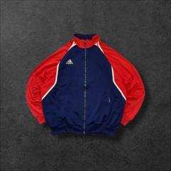 90sアディダスadidas古着トラックジャケット袖ラインネイビー赤R666