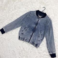 Heather✨美品　デニムジャケット　ブルゾン　ジップアップ　ブルー　（F）