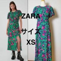 【ご先約】ZARA ザラ ボタニカル グリーンフラワー ティアード ワンピース ZARA - 専用人気【ZARA】ティアード ワンピース 花柄 グリーンの