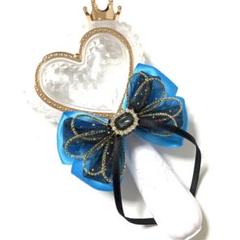 ペンライトリボン　プチふわ　現品　青×ドット　1401