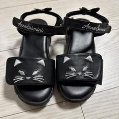アナスイミニ 猫 定番 サンダル 黒 キャット ブラック ねこ 19.0