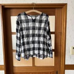 新品　コットン　チェック柄長袖シャツ パールボタン付き