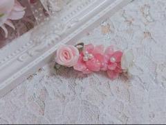 紫陽花 薔薇 ガーリー ミニヘアクリップ ハンドメイド