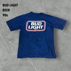 【K17】90sバドライトビールメーカープリントロゴシングルステッチTeeブルー