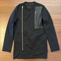 Rick Owens レザー切替ジップアップノーカラーコート コレクションピース