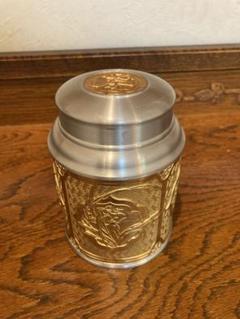 TUMASEK PEWTER ツマセク ピューター 錫製 茶筒 茶道具 草花紋 TUMASEK PEWTER ツマセク ピューター 錫製 茶筒 茶道具 草花紋
