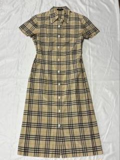 美品 BURBERRY エグザジェレイティッドチェック ロングジレ ワンピース BURBERRY エグザジェレイティッドチェックロングジレワンピース