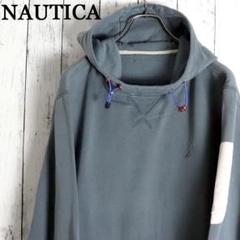 海外古着　NAUTICA　ノーティカ　Vガゼット　刺繍腕ポケット　個性派パーカー