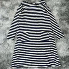 美品✨【サニークラウズ】 ボーダーワンピース リネン混❗ (L) 大きいサイズ