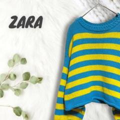 ZARA ザラ【M】ボーダークロップドニット ショート丈セーター ワイド 派手