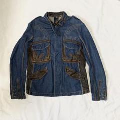 【美品】JUST cavalli ジャストカヴァリ レディース デニムジャケット Just cavalli (ジャスト カヴァリ) 総柄 ラインテープ