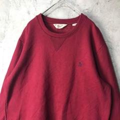 Y80古着　スウェット　えんじ　ワンポイント　90s Y2K