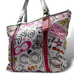 COACH　トートバッグ　総柄　肩掛け可　コーチ　バッグ　ハンド　1015