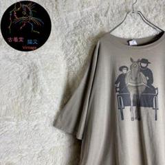 ✮Tシャツ　JERZEES　カーキ　ビッグサイズ　US古着　馬車　馬　3XL✮