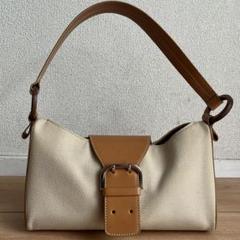 TOD's トッズ ハンドバッグ キャメル レザー キャンバス ロゴ