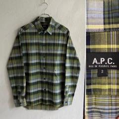 美品 A.P.C グリーン 長袖 チェックシャツ APC