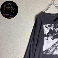 ✮ロングTシャツ　黒　ビッグプリント　バンド　ロック　L✮