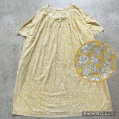style+confort リバティ　チュニック　ワンピース　イエロー　半袖