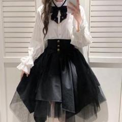 ゴシック風ロリータワンピース3点セット（ブラウス＋JSK＋リボン）