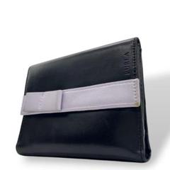 フルラ　二つ折り財布　黒　リボン　バイカラー　レザー　FURLA　W4