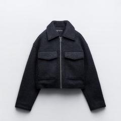 美品　ZARA ザラ　ブークレクロップドジャケット　コート　XS グレー ZARA ブークレクロップドジャケット XS|mercariメルカリ官方指定