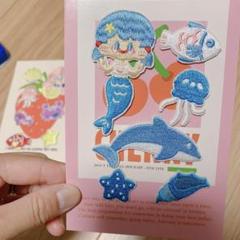 未使用 アイロン アップリケ 粘着 かわいい 海の中