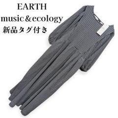 earth ミュージック＆エコロジー ボリュームスリーブ チェックワンピース F