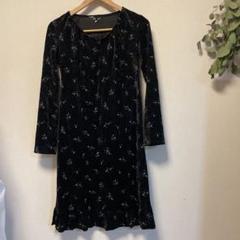 90’黒ベロア風長袖ワンピースAOアツキオオニシ(送料込み)Lサイズ 90'黒ベロア風長袖ワンピースAOアツキオオニシ(送料込み)Lサイズ