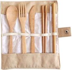 【新品/送料込】軽量!大人気竹製の食器、収納袋付7点セット