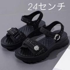 スポーツサンダル　ベルクロ　ツイード　サンダル　軽量　厚底　高見え