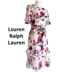 LsurenRalphLaurenフリルシフォン　花柄　ワンピース　ティアード