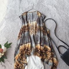 美品(L)毛混ベスト/ジレ/チョッキ/羽織り/ノースリーブ上着/総柄