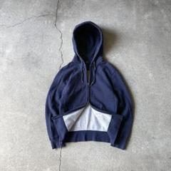 00s old UNIQLO ダブルジップパーカー ネイビー y2k 無地 短丈