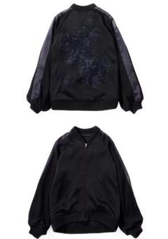 Styling/ スタイリング 刺繍スカジャン（ブルゾン）ブラック・ネイビー Styling/ スタイリング 刺繍スカジャン（ブルゾン）ブラック