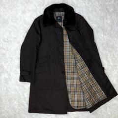 美品 バーバリー ステンカラーコート ノバチェック ボアファー