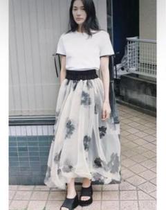 ZARA ザラ プリント柄オーガンザワンピース - メルカリ