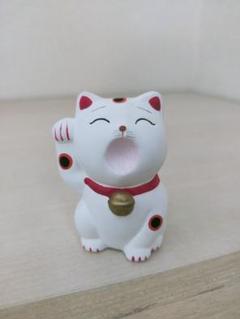 ⑮白い招き猫　白猫　焼き物　猫の置物