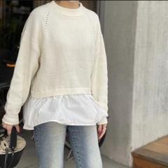 myine anana 片畦バッククロスニット 白 新品完売 トレフルプラス