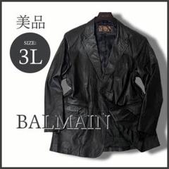 BALMAIN バルマン ラムレザー テーラードジャケット 13号 ブラック BALMAIN バルマン ラムレザー テーラードジャケット 13号 ブラック