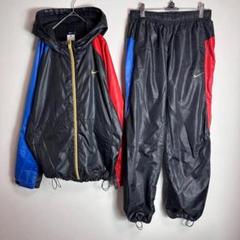 NIKEナイロンジャケット　ドローコード y2k マルチカラー　黒　赤　青　L