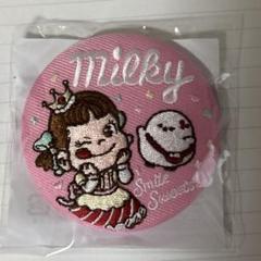 ペコちゃん ミルキー 刺繍缶バッジ しまえなが あさひかわ菓子博