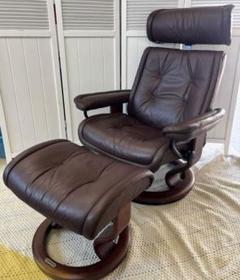 専用出品！【美品】EKORNES リクライニングチェア オットマン付き ブラック EKORNES(エコーネス)リクライニングチェア「ストレスレス