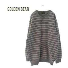 GoldenBearゴールデンベアー　メンズVネック　ニット　ボーダー大きめLL