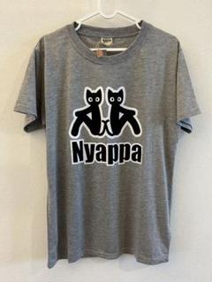パロディNyappa 猫イラスト Tシャツ グレー 半袖