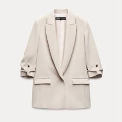 【新品未使用】ZARA ザラ　ロールアップスリーブブレザー　ピンク　XS 2025年最新】ロールアップスリーブブレザーの人気アイテム