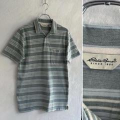 90S USA Eddie Bauer ボーダーポロシャツ グリーン