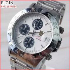 【電池新品】稼働中 エルジン クロノグラフ 腕時計 クォーツ デイト ELGIN